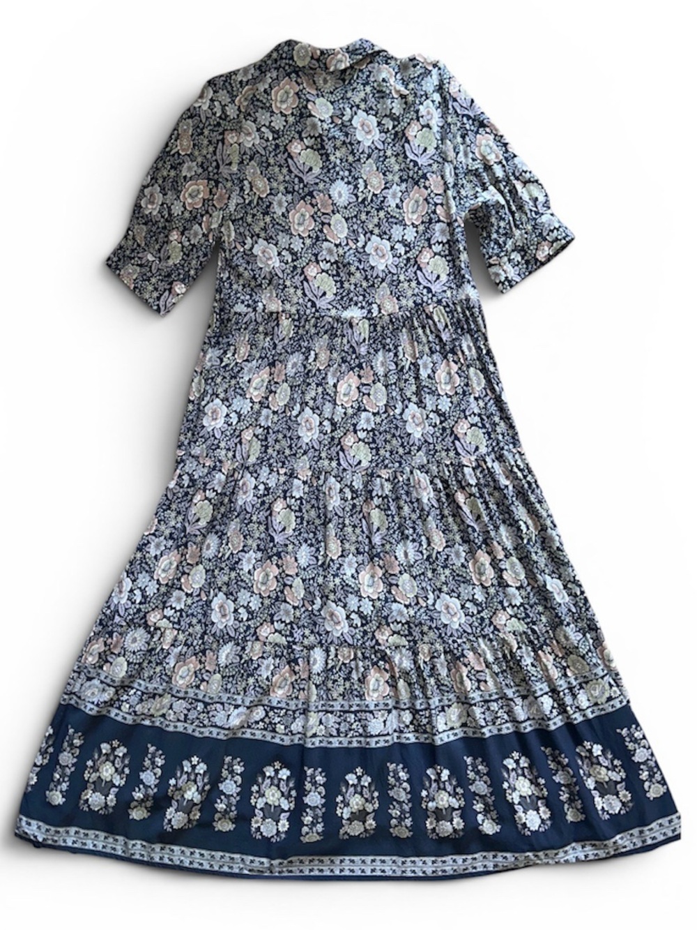 NATURAL LIFE Rebecca Midi Dress. Cottagecore, blue floral. Pockets! Medium. VGUC - Picture 2 of 11